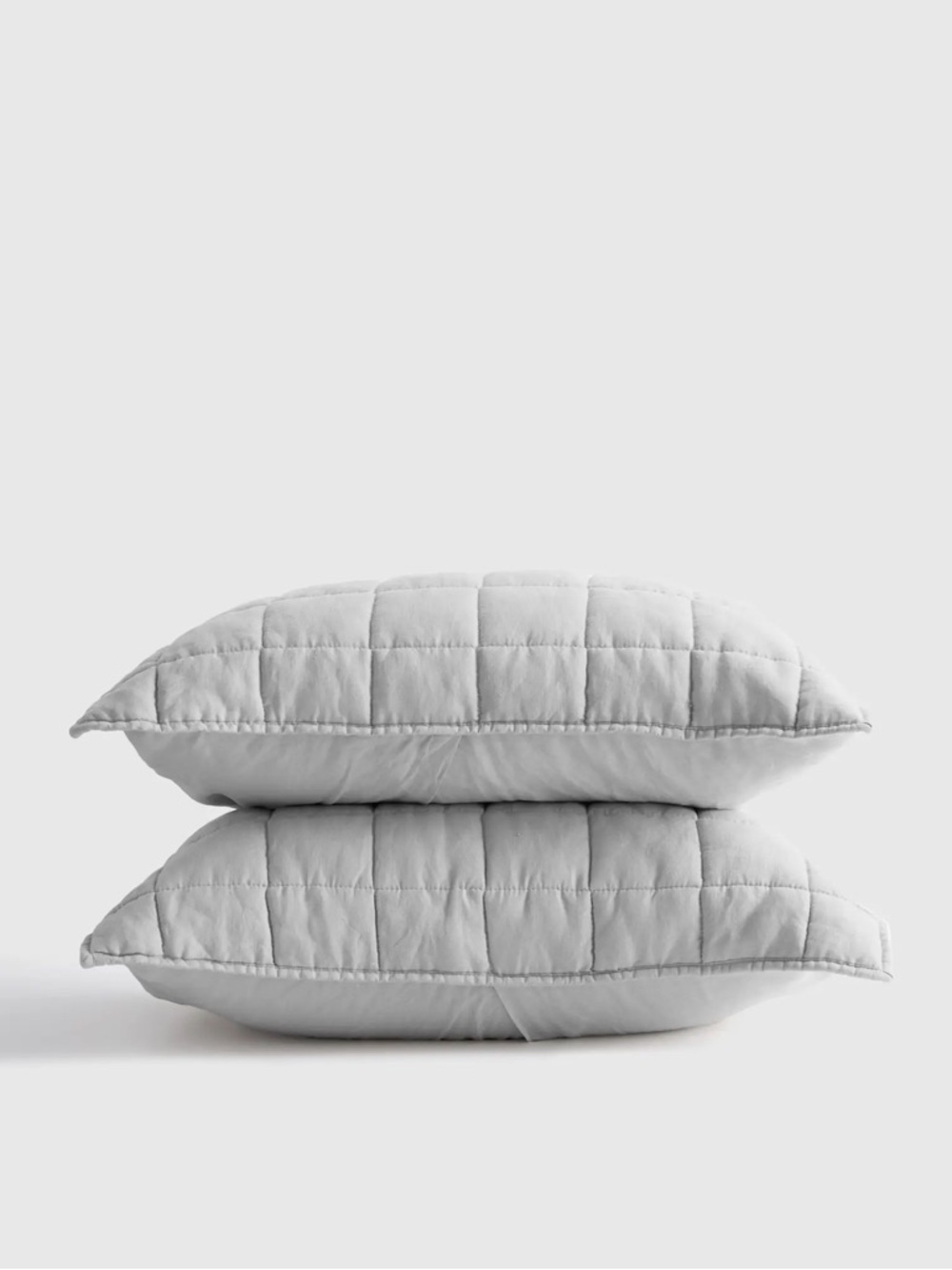 NWT QUINCE European Linen Box Quilted Sham Set King Light Grey 7616